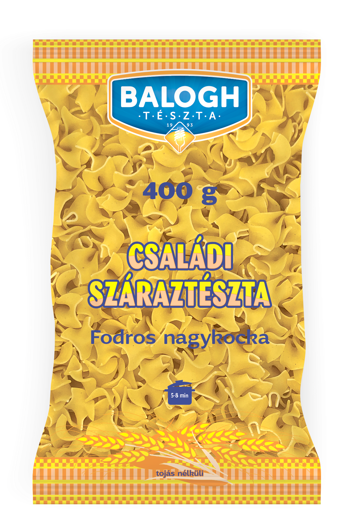 Balogh tojásnélküli száraz tészta "Fodros nagykocka"