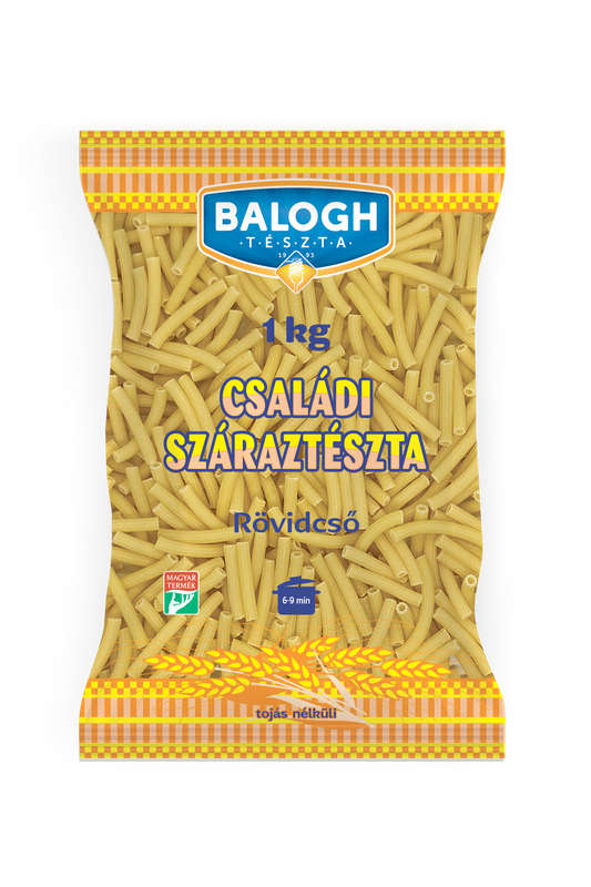 Balogh családi tojásnélküli száraz tészta "Rövidcső" 1 kg