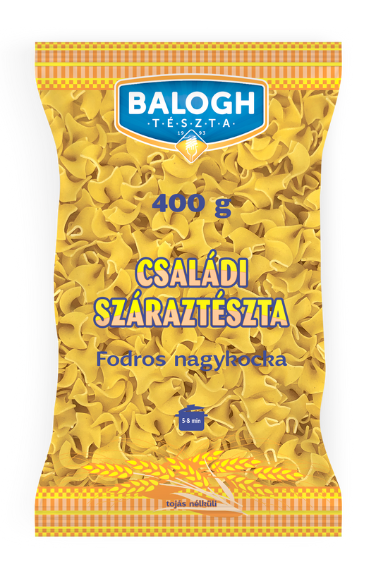 Balogh tojásnélküli száraz tészta "Fodros nagykocka"