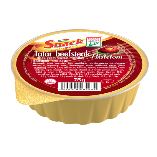 Tatár beefsteak jellegű, csípős fűszeres marhahús pástétom 75g